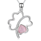 925 Sterling Silver Four Leaf Clover Cubic Zirconia Pendant Necklace