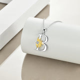 925 Sterling Silver Sunflower Initial Necklace