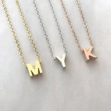Copper/925 Sterling Silver Adjustable 16”-20” Personalized Custom Uppercase Block Letter Necklace-White Gold/Yellow Gold/Rose Gold Plated