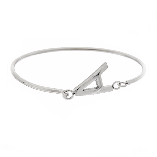 925 Sterling Silver Personalized Block Initial Bangle