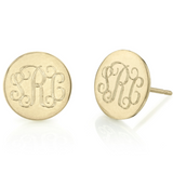 Sterling Silver Personalized Round Monogram Earrings