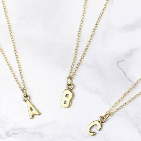 Copper Personalized Custom Tiny Gold Initial Necklace Adjustable 16”-20” Yellow Gold Plated