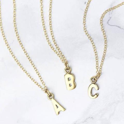 Copper Personalized Custom Tiny Gold Initial Necklace Adjustable 16”-20” Yellow Gold Plated