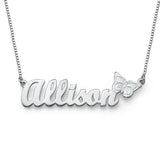 Personalized Butterfly Name Necklace in Silver for Girls