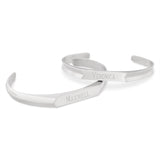 925 Sterling Silver Personalized Couples Cuff ID Bracelet Set Adjustable 6”-7.5”