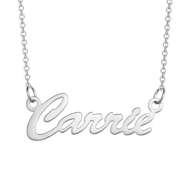 "Carrie"- Copper/925 Sterling Silver Personalized Name Necklaces Adjustable Chain 18”-20”