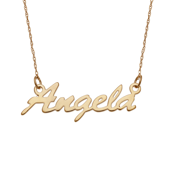 "Angela"-Copper/925 Sterling Silver Personalized Script Name Necklace Adjustable Chain 16"-20"