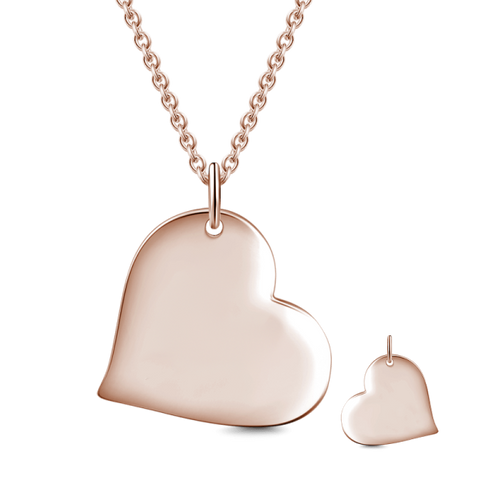 Sealed With A Kiss - 10K/14K Gold Love Heart Engraved Photo Necklace-White Gold/Yellow Gold/Rose Gold