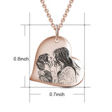 Sealed With A Kiss - Love Heart 925 Sterling Silver Personalized Engraved Photo Necklace Adjustable 16”-20”