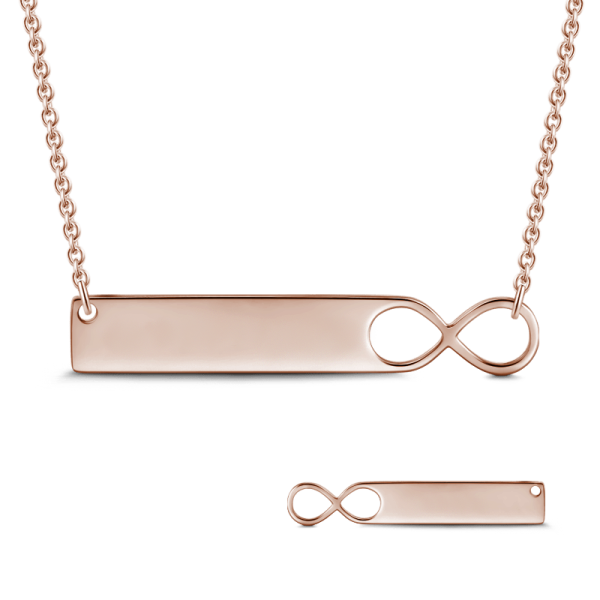 INFINITY 14K GOLD ENGRAVABLE BAR NECKLACE ADJUSTABLE CHAIN