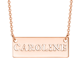 Copper/925 Sterling Silver Personalized  Hollow Bar Name Necklace Adjustable 16”-20”