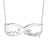 Copper/925 Sterling Silver Personalized Elephant Infinity Name Necklace Adjustable 16”-20”
