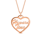 10K/14K Gold Personalized Heart Name Necklace Adjustable 16”-20”-White Gold/Yellow Gold/Rose Gold