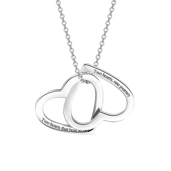 Two Hearts as One - 10K/14K Gold Personalized Double Heart Necklace Adjustable 16”-20”