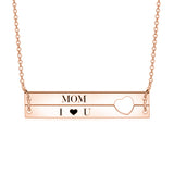 Close To My Heart - 10K/4K Gold Personalized Engraved Bar Necklace Adjustable 16”-20”