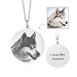 925 Sterling Silver Personalized Round Engraved Photo Necklace Adjustable 16"-20"