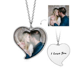 Love You-925 Sterling Silver Personalized Heart Color Photo Necklace Adjustable 16"-20"