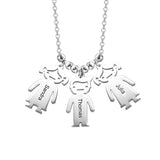 925 Sterling Silver Personalized Mother's Necklace with Children Charms Adjustable 16"-20"