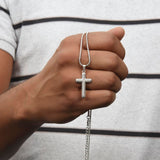 To My Dad Necklace - Personalized Stainless Steel Cross Necklace