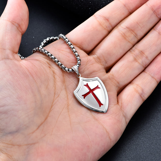 Knights Templar Shield Necklace in Sterling Silver