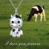 Cow Urn Necklace Cow Gift Pendant 925 Sterling Silver Cow Jewelry Birthday Christmas Gifts for Teen Girls