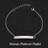 925 Sterling Silver Engraving Nameplate Couple Bracelet Set